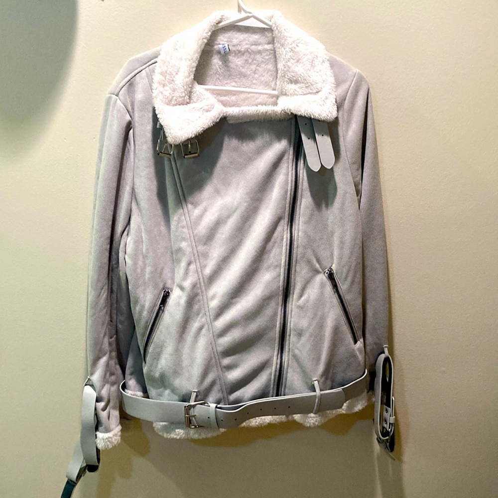 Miss Look grey buckled jacket.